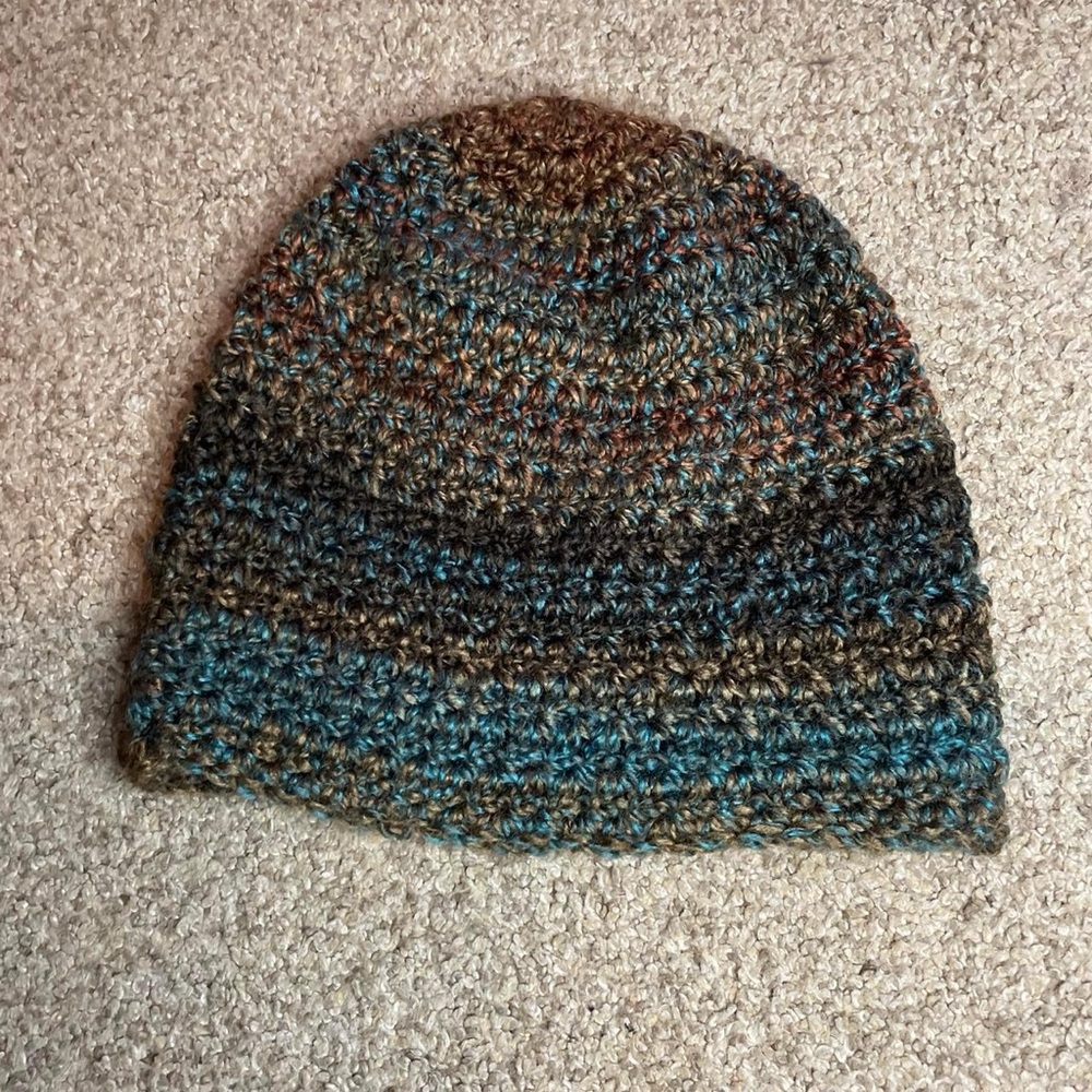 Handmade Knit Crochet Multicolor Beanie Hat - Picture 3 of 8